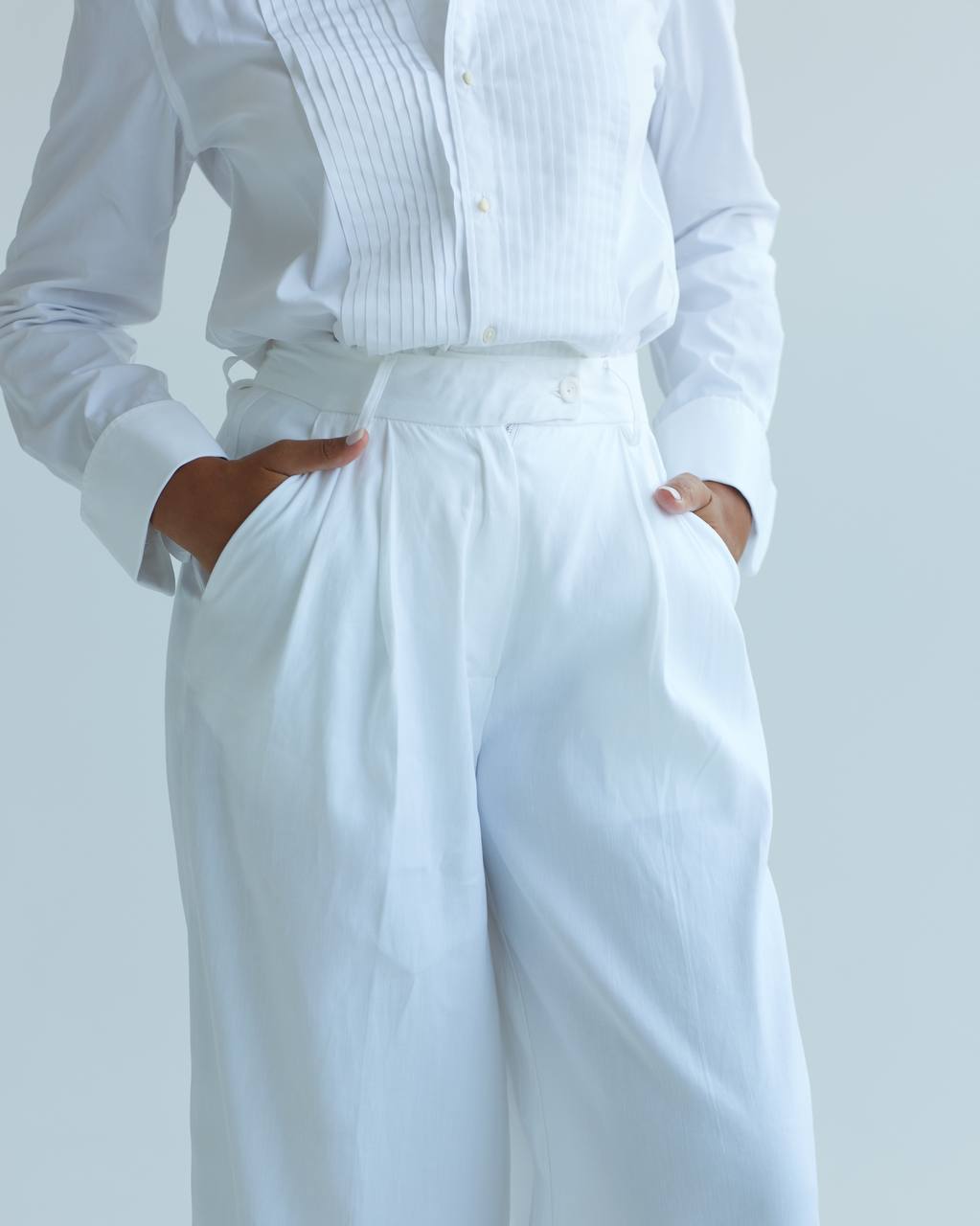 White palazzo trousers