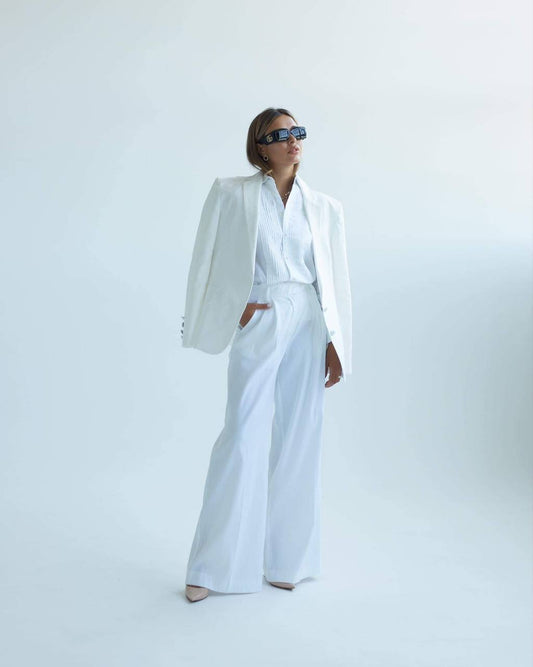 White palazzo trousers